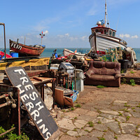 Buy canvas prints of Fishing Boats Deal Seafront Kent by Pearl Bucknall