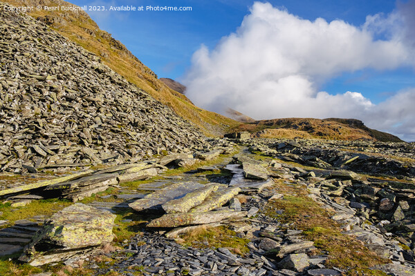 Slate Quarry on Historic Miners Track Snowdonia  Picture Board by Pearl Bucknall
