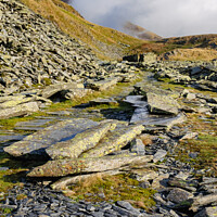 Buy canvas prints of Slate Quarry on Miners Track in Snowdonia by Pearl Bucknall