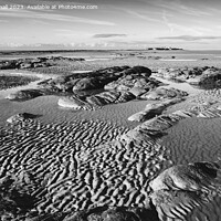 Buy canvas prints of Hilbre Island in Dee Estuary Wirral Peninsula mono by Pearl Bucknall