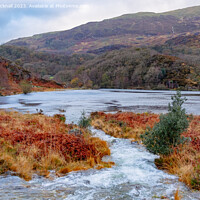 Buy canvas prints of Llyn Dinas Lake Snowdonia in Autumn by Pearl Bucknall