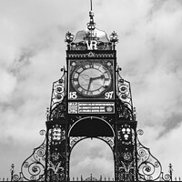 Buy canvas prints of Eastgate Clock Chester Cheshire Black and White by Pearl Bucknall