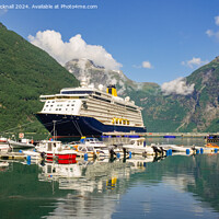 Buy canvas prints of Cruise Ship in Geiranger Fjord Norway  by Pearl Bucknall