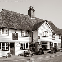 Buy canvas prints of The Chequers Inn Smarden Village Kent in Sepia by Pearl Bucknall