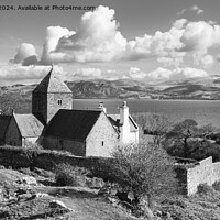 Buy canvas prints of Penmon Priory Isle of Anglesey panoramic mono by Pearl Bucknall