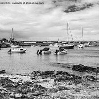 Buy canvas prints of Cemaes Bay Isle of Anglesey Wales black and white by Pearl Bucknall