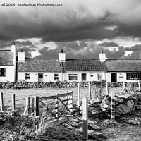 Buy canvas prints of Moelfre Cottages Isle of Anglesey Wales black and  by Pearl Bucknall