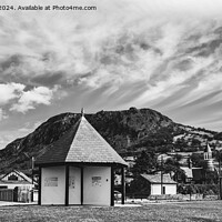 Buy canvas prints of Llanfairfechan Seafront Conwy Wales black and whit by Pearl Bucknall