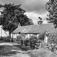 Buy canvas prints of Cawdor Village near Nairn Scotland black and white by Pearl Bucknall