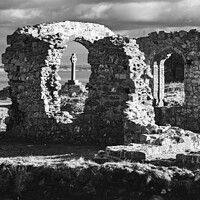 Buy canvas prints of St Dwynwens Llanddwyn Island Anglesey black white by Pearl Bucknall