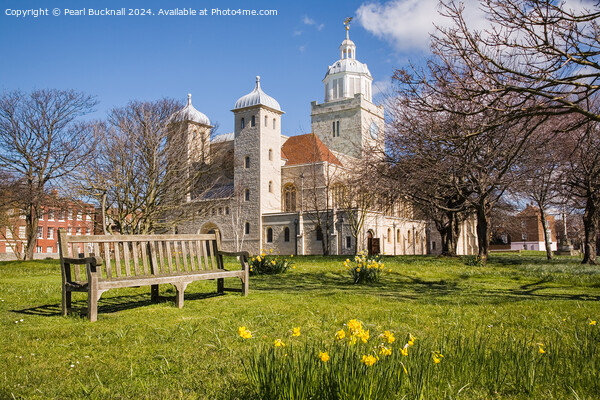 Portsmouth Cathedral Hampshire in Spring Picture Board by Pearl Bucknall
