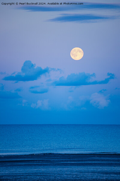 Full Moon Rising in the Sky over a Seascape Picture Board by Pearl Bucknall