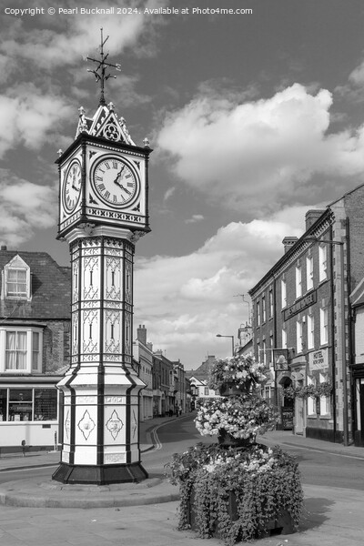 Downham Market Town Clock Norfolk black and white Picture Board by Pearl Bucknall
