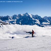 Buy canvas prints of Skiing French Alps below Mont Blanc France by Pearl Bucknall