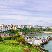 Buy canvas prints of Colourful Tenby from Castle Hill Pembrokeshire by Pearl Bucknall