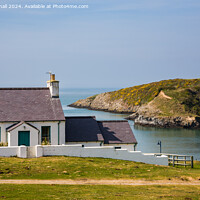 Buy canvas prints of Cemaes Cottage with a Sea View Anglesey by Pearl Bucknall