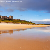 Buy canvas prints of Bamburgh Castle and Beach Northumberland by Pearl Bucknall