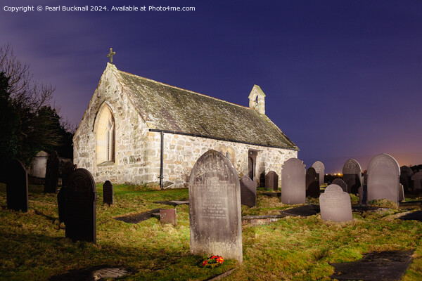 St Tysilios Chapel at Night on Anglesey Picture Board by Pearl Bucknall