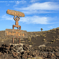 Buy canvas prints of Timanfaya National Park Sign Lanzarote by Pearl Bucknall
