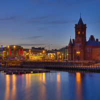 Buy canvas prints of Wales Cardiff Bay Waterfront by Pearl Bucknall