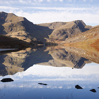 Buy canvas prints of Llyn Ogwen Lake in Snowdonia Wales by Pearl Bucknall