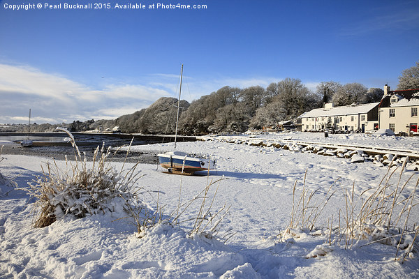 Snow Scene in Red Wharf Bay Picture Board by Pearl Bucknall