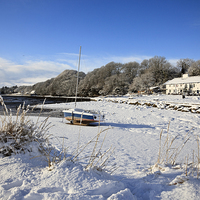 Buy canvas prints of Snow Scene in Red Wharf Bay by Pearl Bucknall