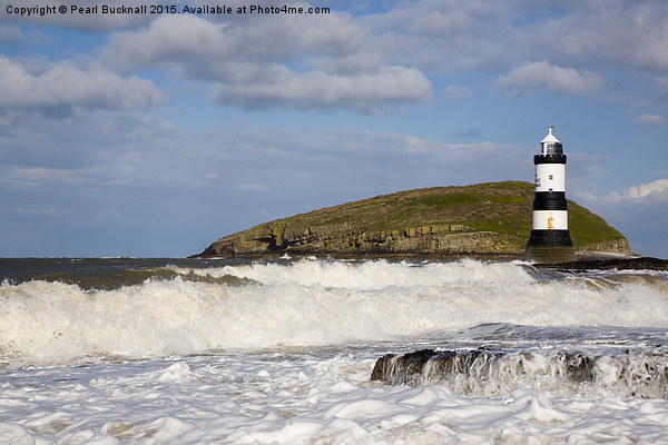 Penmon Lighthouse in Rough Seas off Anglesey Picture Board by Pearl Bucknall