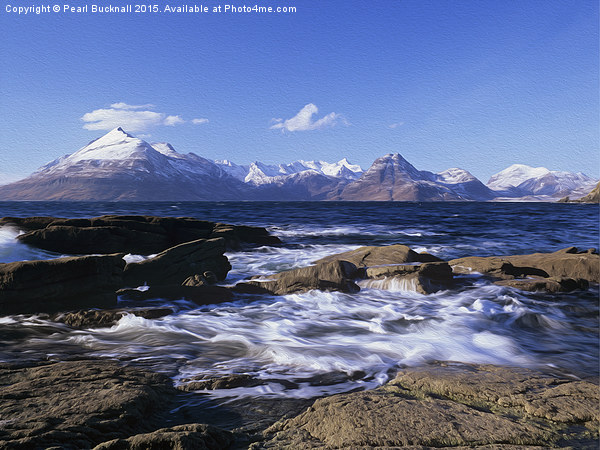 Snow-capped Cuillin Hills Picture Board by Pearl Bucknall