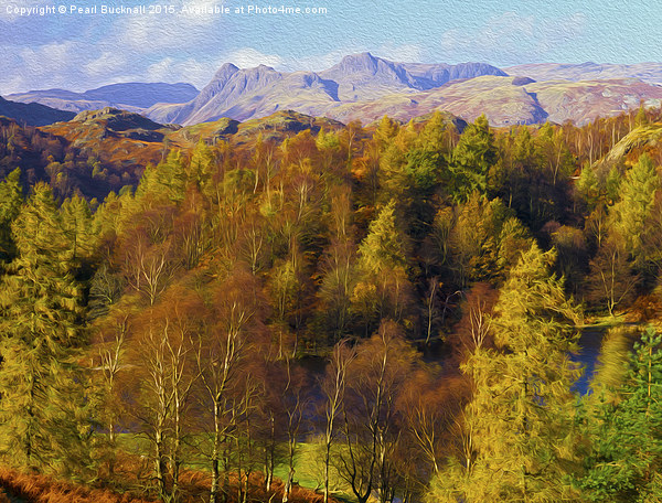 Langdale Pikes in Autumn Picture Board by Pearl Bucknall