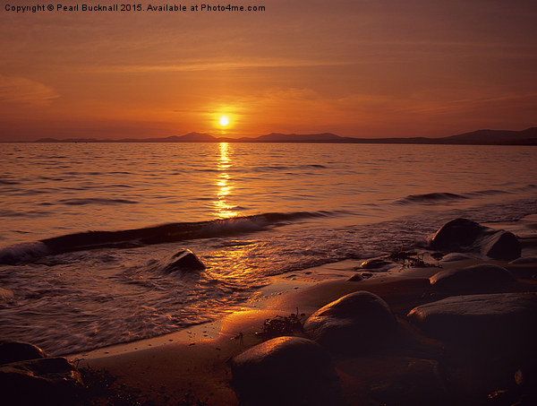 Sunset over Cardigan Bay Wales Picture Board by Pearl Bucknall