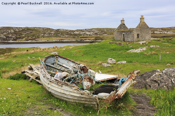 Abandoned Old Fishing Boat South Uist Hebrides Picture Board by Pearl Bucknall