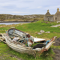 Buy canvas prints of Abandoned Old Fishing Boat South Uist Hebrides by Pearl Bucknall