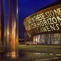Buy canvas prints of Millennium Centre Cardiff at Night by Pearl Bucknall