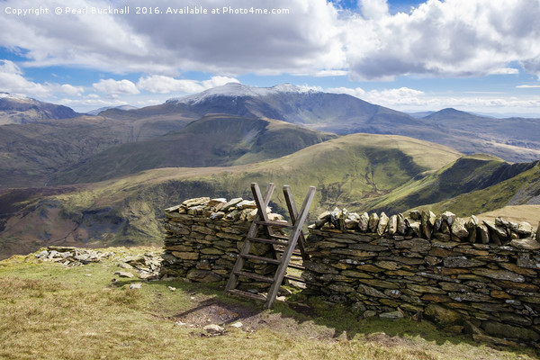 Stile and Stone Wall on Moel Eilio Snowdonia Picture Board by Pearl Bucknall