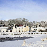 Buy canvas prints of Snow in Red Wharf Bay Harbour by Pearl Bucknall