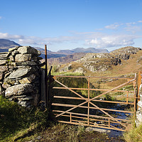 Buy canvas prints of Rusty Farm Gate in Hills of Snowdonia by Pearl Bucknall
