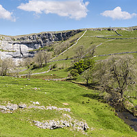 Buy canvas prints of Malham Cove and Malham Beck Yorkshire Dales by Pearl Bucknall