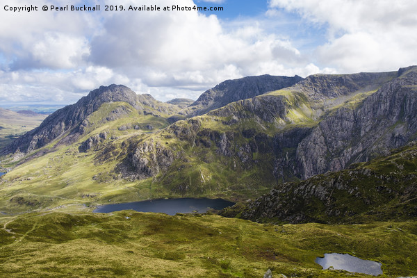 Tryfan and Glyderau Ridges Snowdonia Landscape Picture Board by Pearl Bucknall