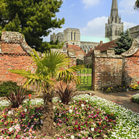 Buy canvas prints of Bishop's Palace Gardens and Chichester Cathedral by Pearl Bucknall