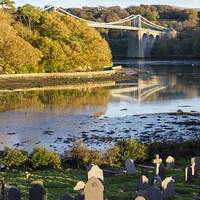 Buy canvas prints of Menai Bridge from Church Island Anglesey by Pearl Bucknall
