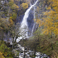 Buy canvas prints of Autumn at Aber Falls Waterfall Snowdonia by Pearl Bucknall