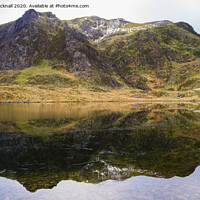 Buy canvas prints of Llyn Idwal Lake Reflecting Y Garn in Snowdonia by Pearl Bucknall