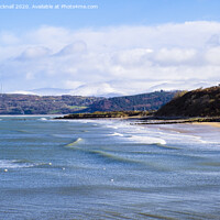 Buy canvas prints of Benllech Beach Anglesey and Snowy Mountains by Pearl Bucknall
