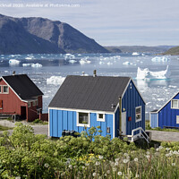 Buy canvas prints of Narsaq Houses Greenland by Pearl Bucknall