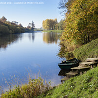 Buy canvas prints of River Tweed in Autumn Scottish Borders Scotland by Pearl Bucknall