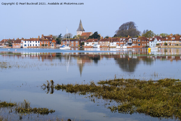 Bosham Village Reflected in Chichester Harbour  Framed Mounted Print by Pearl Bucknall