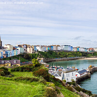 Buy canvas prints of Tenby Seafront from Castle Hill Pembrokeshire by Pearl Bucknall