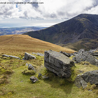 Buy canvas prints of View from Mynydd Tal-y-mignedd on Nantlle Ridge  by Pearl Bucknall