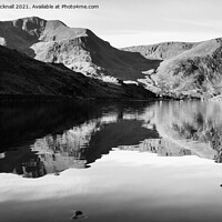 Buy canvas prints of Mountains Reflected in Llyn Ogwen Snowdonia by Pearl Bucknall